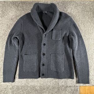 Banana Republic Shawl Collar Cardigan Sweater Men’s XL Gray Organic Cotton Rib